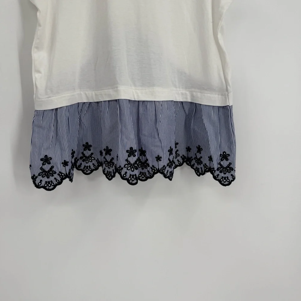 J. Crew Peplum Tulip-back Top size XS Blue White Stripe NWT Sleeveless